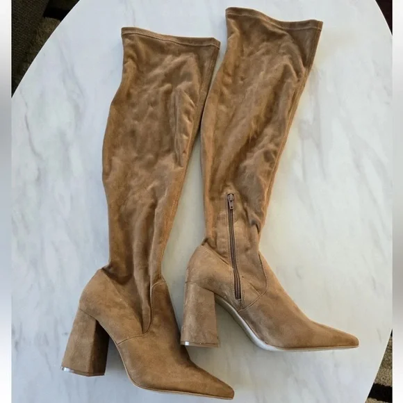 Steve Madden Over The Knee Suede Boots 9.5M Brown Womens Jacoby Shoes New - Picture 3 of 11